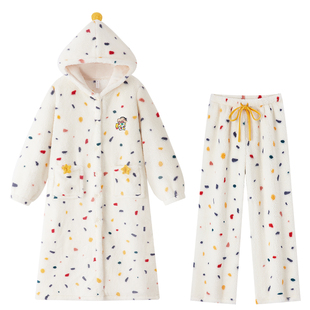 蜡笔小新睡衣珊瑚绒女款冬季加绒加厚睡袍浴袍可外穿冬天2025新款