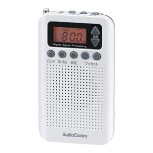 【日本直邮】OHM 收音机 AudioComm RAD-P350N-W 白色 通勤