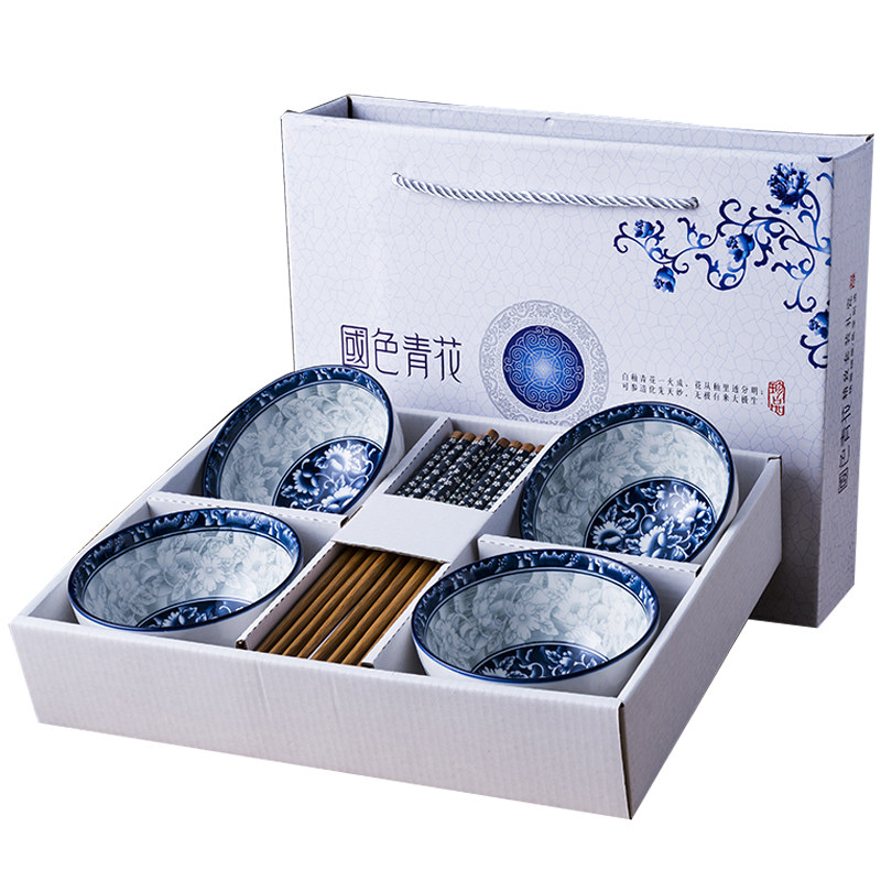 高温釉下彩陶瓷礼盒装家用赠品碗