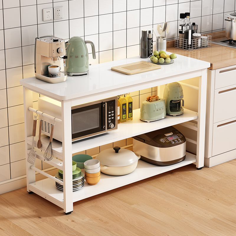 厨房置物架落地多层微波炉烤箱收纳架家用多功能中岛台储物备餐桌