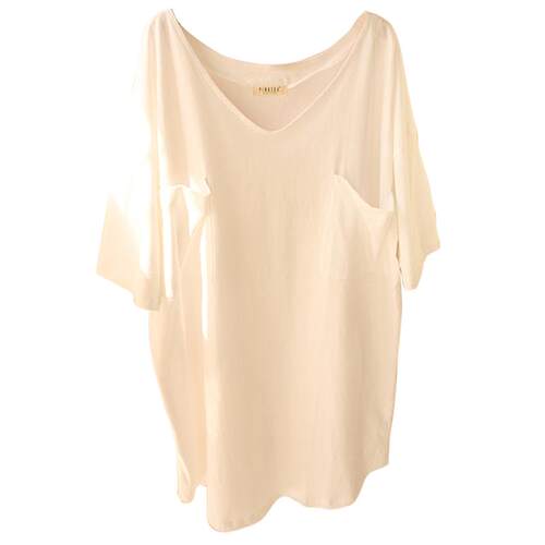 日系慵懒！春夏季新款短袖家居服女T恤V领性感纯棉睡衣宽松睡裙白