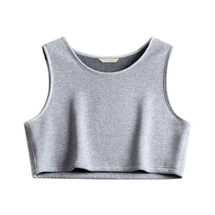 加绒护胸口保暖短款背心男加厚半截护背无袖马甲冬