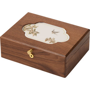 梵瀚 实木珠宝首饰盒新年礼物古风大容量木质黄金饰品收纳盒子