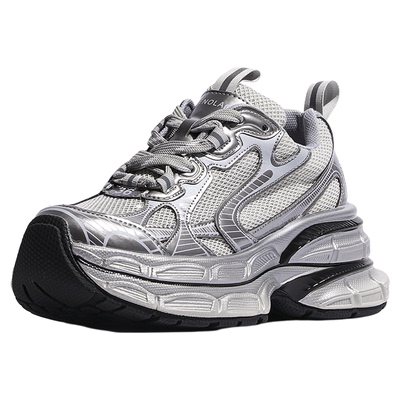 银色老爹鞋女款2026新款休闲鞋