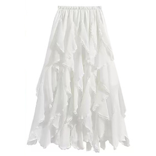 白色蕾丝半身裙女2026新款休闲韩系风设计感a字裙不规则仙女长裙