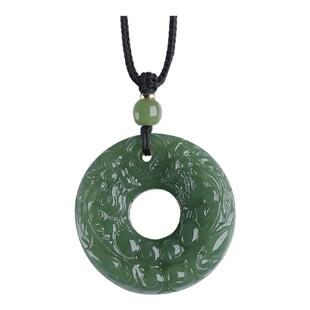 正品天然和田玉双面貔貅平安扣吊坠男女项坠青玉男士玉石挂件玉坠