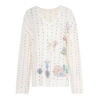 TCH私服烫钻25秋季新款时尚百搭洋气V领宽松针织衫女T75C09E5123