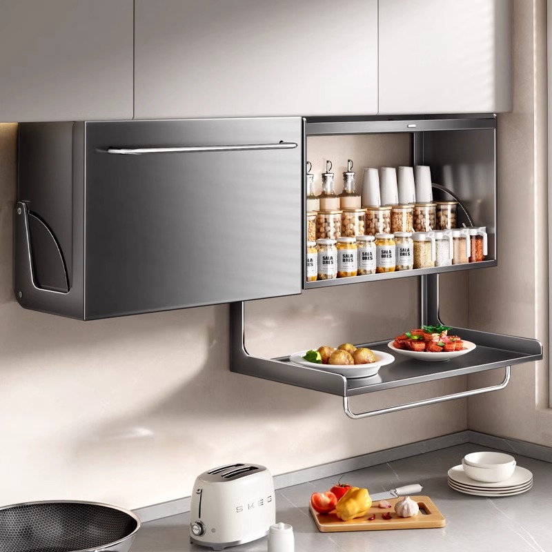 厨房调料置物架壁挂式吊柜下方调味品盒墙壁备菜收纳橱柜储物架子