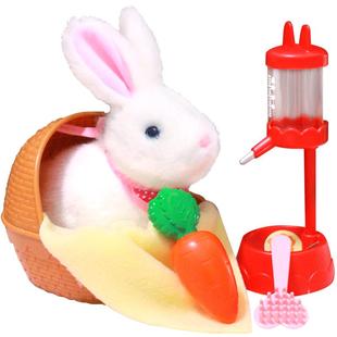 mimiworld白色拉比兔仿真电动毛绒女孩过家家儿童玩具新年礼物