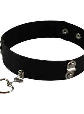 皮质爱心吊坠项链朋克项圈万圣节