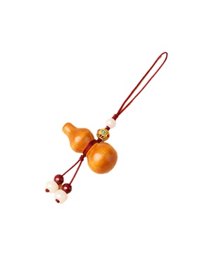 天然桃木护身符女士葫芦朱砂手机链吊坠护身符男士车钥匙挂件平安