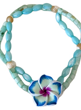 蓝色鸡蛋花贝壳手链多巴胺手饰