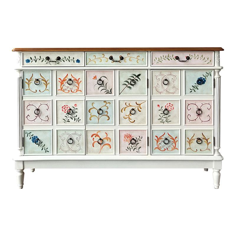 中古风波浪纹实木玄关柜储物