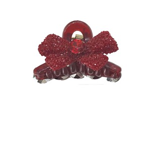 高级感红色蝴蝶结水钻小抓夹女简约气质刘海夹侧边碎发夹子发饰