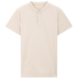 MB MindBridge百家好夏季男士复古休闲短袖亨利领上衣简约通勤T恤