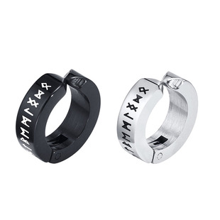 无耳洞耳夹耳扣男士钛钢小众设计美式复古字母耳钉耳环耳饰酷帅女