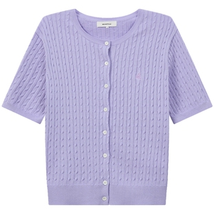 【新品】BEANPOLE滨波26春季女温柔淡人风纯棉绞花针织衫短袖上衣