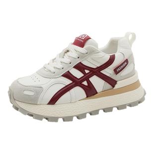 8cm内增高老爹鞋女2025秋冬新款加绒休闲阿甘鞋小个子厚底德训鞋