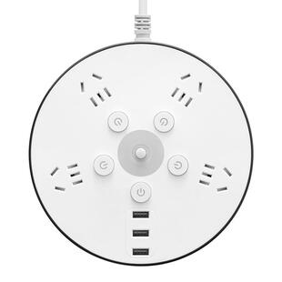 公品年多功能插座独立开关插排电USB面板多孔插线板长线接线板