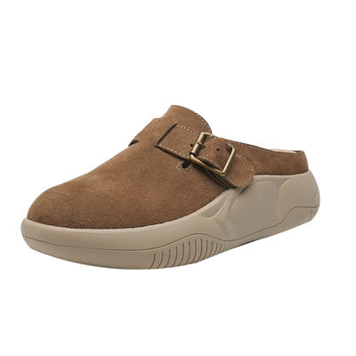 包头一脚蹬勃肯鞋女款外穿2025夏季真皮时尚厚底一脚蹬半拖鞋软底