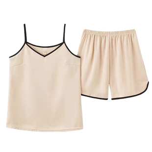 网红爆款2026年新款夏季薄款冰丝睡衣女吊带两件套无袖宽松家居服