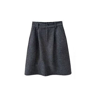 黑灰色花苞中裙毛呢半身裙大码胖mm小个子秋冬短裙梨形伯克利裙子