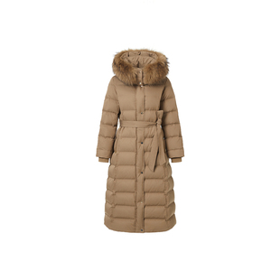 【马上有戏】VGRASS25冬季新款95鹅绒绗线长款羽绒服拼接貉子毛领