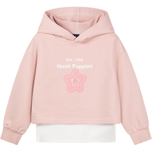 暇步士童装女童连帽卫衣春秋新品中大童套头衫卫衣儿童甜美上衣