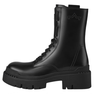 ASH女靴2025秋冬新款NEXT真皮马丁靴厚底圆头短筒靴机车靴女鞋潮