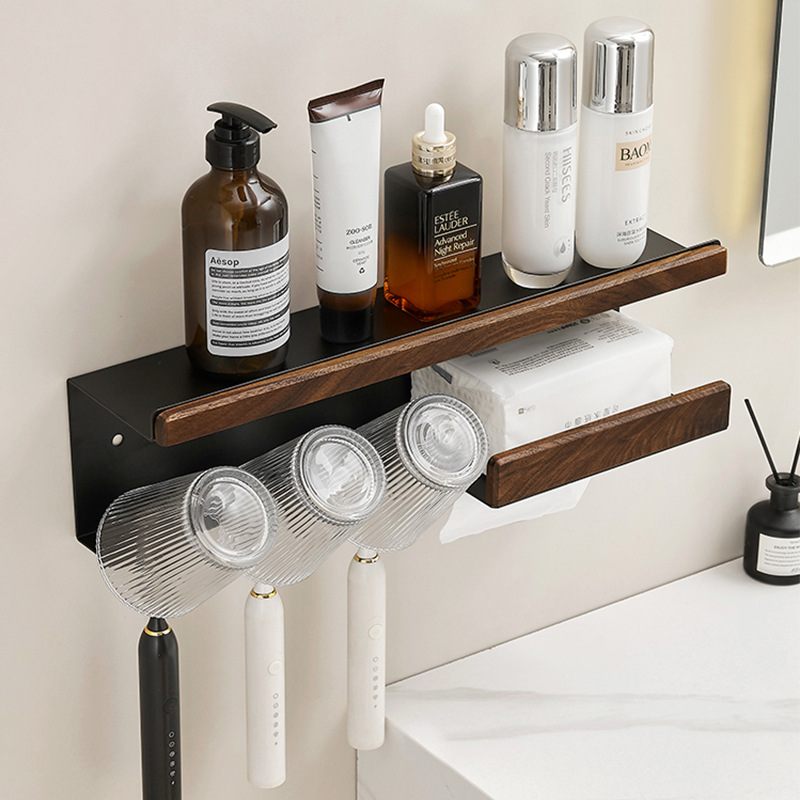 胡桃木牙刷架子置物架刷牙杯卫生间浴室洗漱台免打孔纸巾盒收纳架