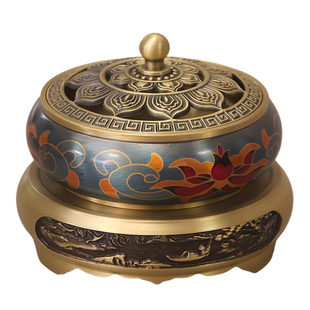 铜香炉纯铜上香家用供奉室内沉香檀香熏香炉盘托香盒香篆香薰炉子