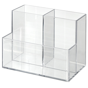 懒角落镜柜收纳盒口红化妆护肤品粉扑置物架子透明分格桌面整理盒