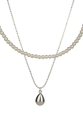 unbeaten珍珠水滴双层锁骨链