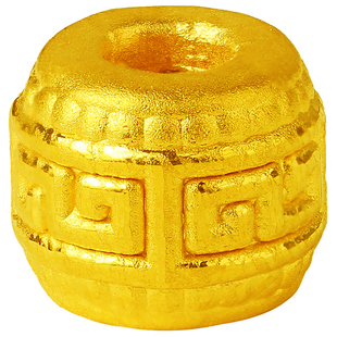 双飞翼珠宝黄金佛珠回纹隔片3D硬金手串祥云路路通足金999 转运珠