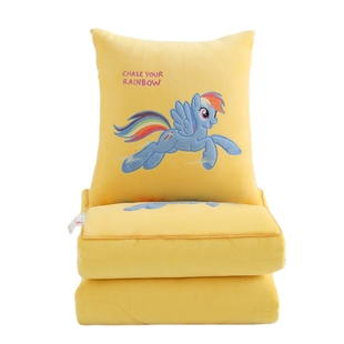 小马宝莉牛奶绒抱枕被子两用冬季加厚车载用办公室午睡毯子二合一