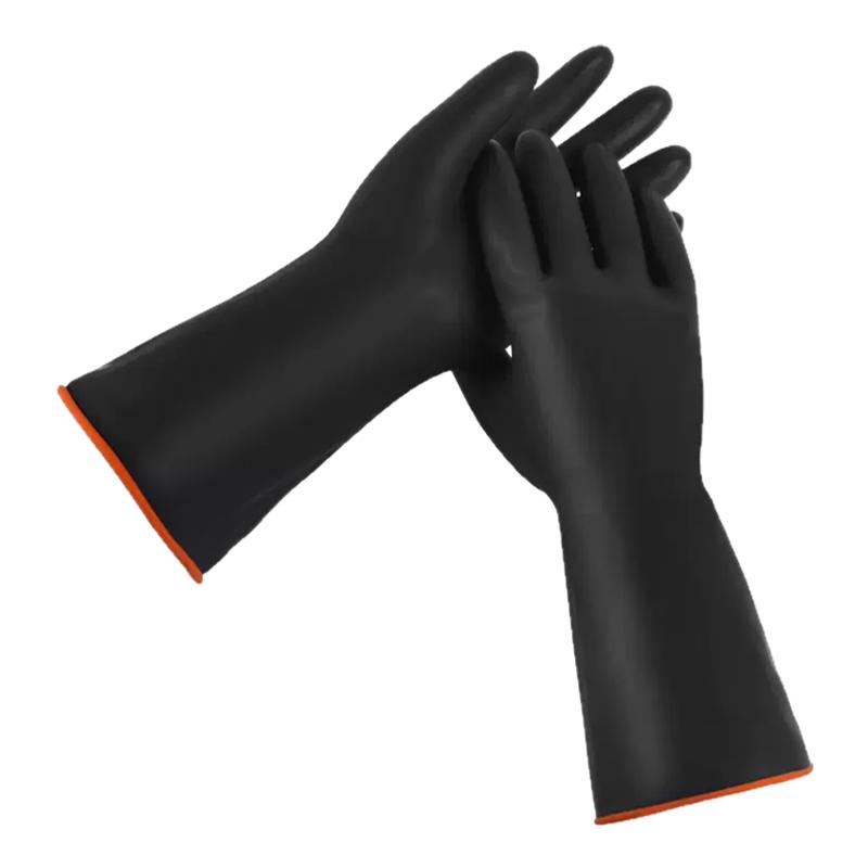 耐酸碱手套橡胶防水手套工业防腐蚀乳胶劳保耐磨加厚加长工作男士