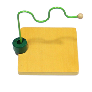 蒙氏教具0-1-2-3岁教玩具木钉上的立方体圆柱垂直蛇形平行线套环