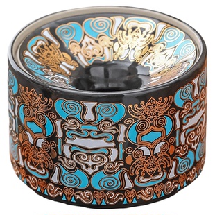 饕餮纹漏斗式大号烟灰缸陶瓷家用客厅办公室轻奢高级感防飞灰烟盅