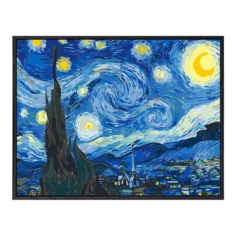 罗纳河上的星夜diy数字油画装饰
