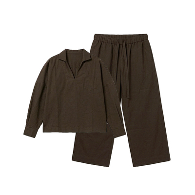 Fysea天然棉麻极简V领家居服套装