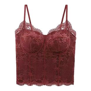 纯欲蕾丝秋冬磨毛保暖吊带背心女固定杯修身显瘦内搭打底上衣女