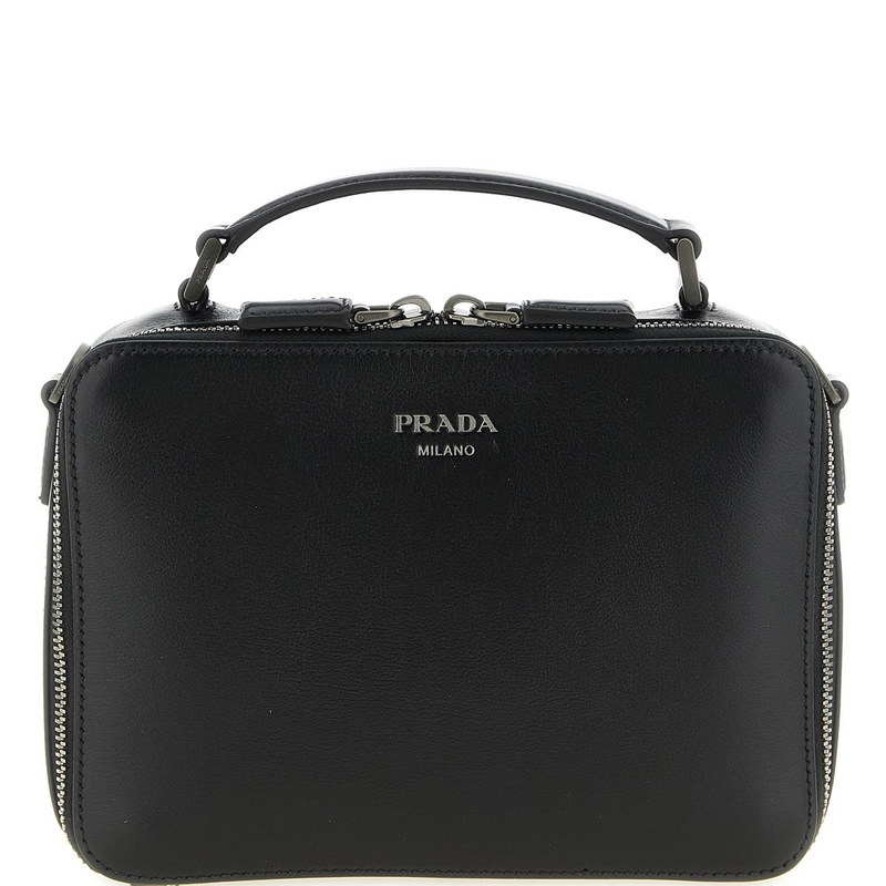 PRADA 普拉达 男士黑色brique 真皮邮差包 26秋冬新款 意大利代购
