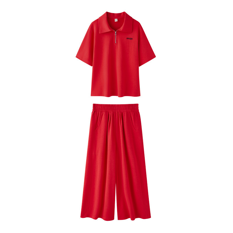 短袖七分裤减龄薄款运动服套装女