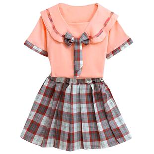 女童夏季套装2025新款洋气女孩学院风jk制服两件套儿童百褶裙童装