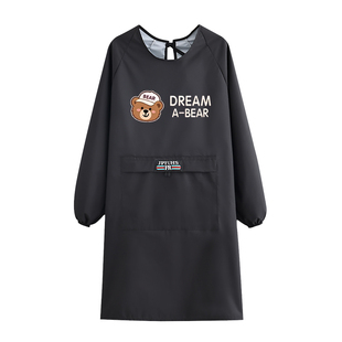 围腰舒适防泼水长袖耐穿围裙家用厨房做饭罩衣定制logo印字工作服