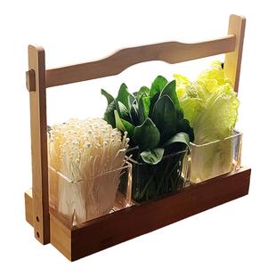 玻璃碗蔬菜盘凉菜火锅店分格餐具配菜桶拼盘盘子专用创意菌菇摆盘