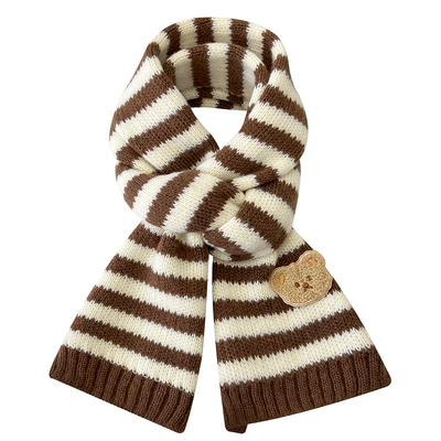 日系可爱小熊条纹格纹亲子围巾