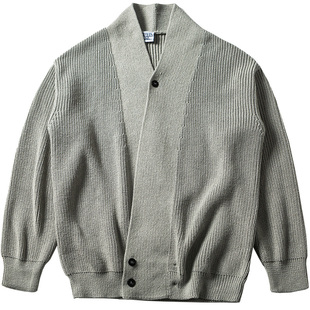 日系复古大V领针织开衫男冬季宽松慵懒风高级感中式道袍毛衣外套