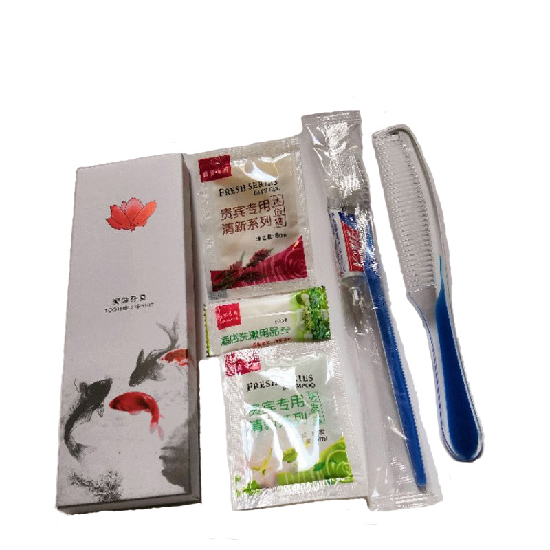 宾馆一次性洗漱用品酒店牙刷带牙膏套装六件套旅馆专用六合一牙具