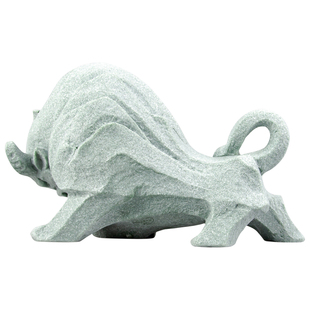 青砂石牛市冲天砥砺牛桌面摆放精品茶宠摆件创意家居送礼炒股票